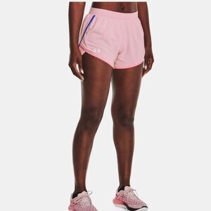 Under Armour UA Fly By 2.0 Short Size 2XL Pink Blue Stripe Running Athletic Run